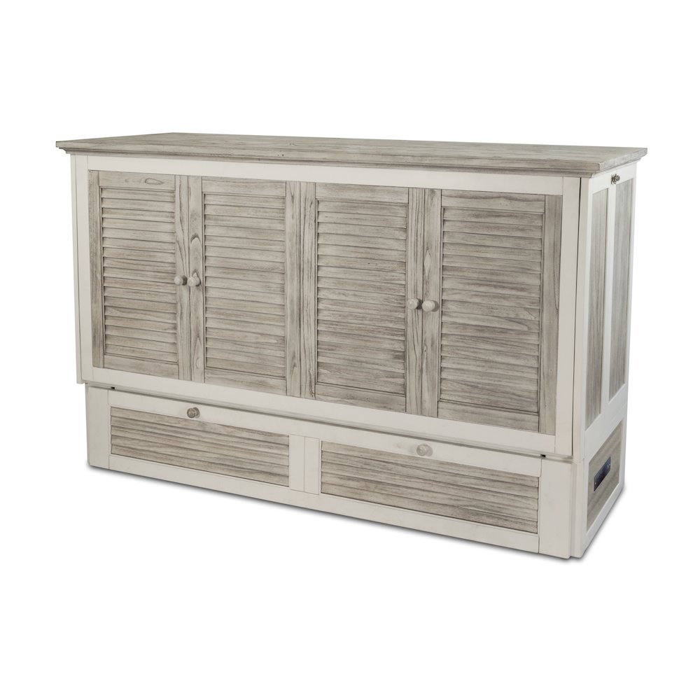 Islamorada - Queen Size Cabinet Bed with Mattress - Dapple Grey and Blanc Finish. Picture 1