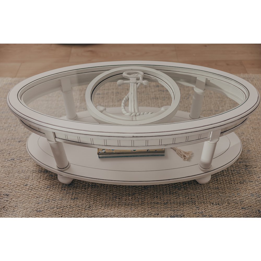 Monaco - Round End Table - Anchor Insert - Blanc Finish. Picture 15