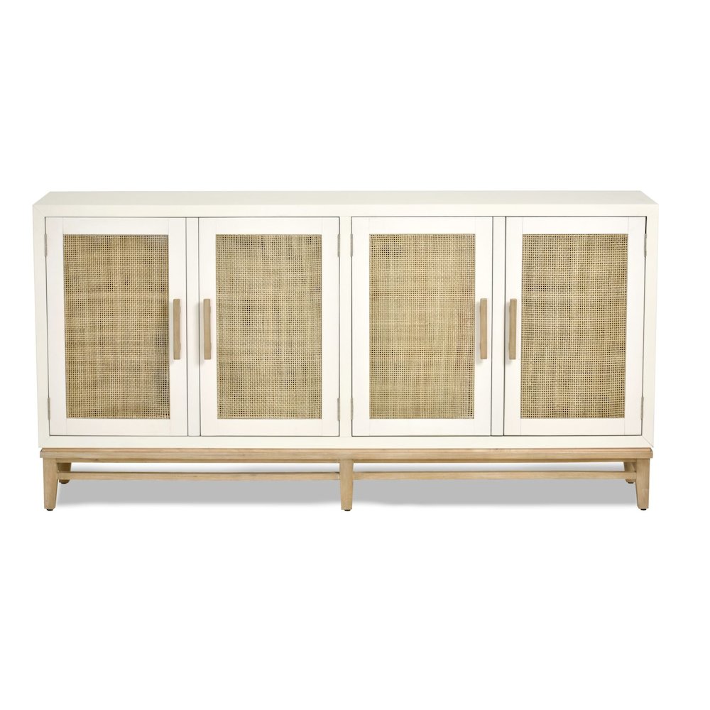 Venice - 4-Door Credenza - White, Natural Finish. Picture 2