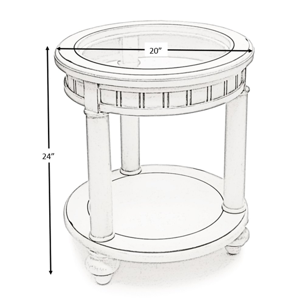 Monaco - Round End Table - Palms Insert - Blanc Finish. Picture 4