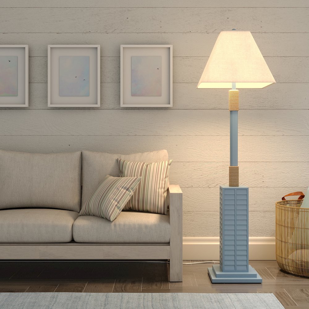 Shutter - 63" Polyresin Coastal Floor Lamp - Light Blue Finish. Picture 2