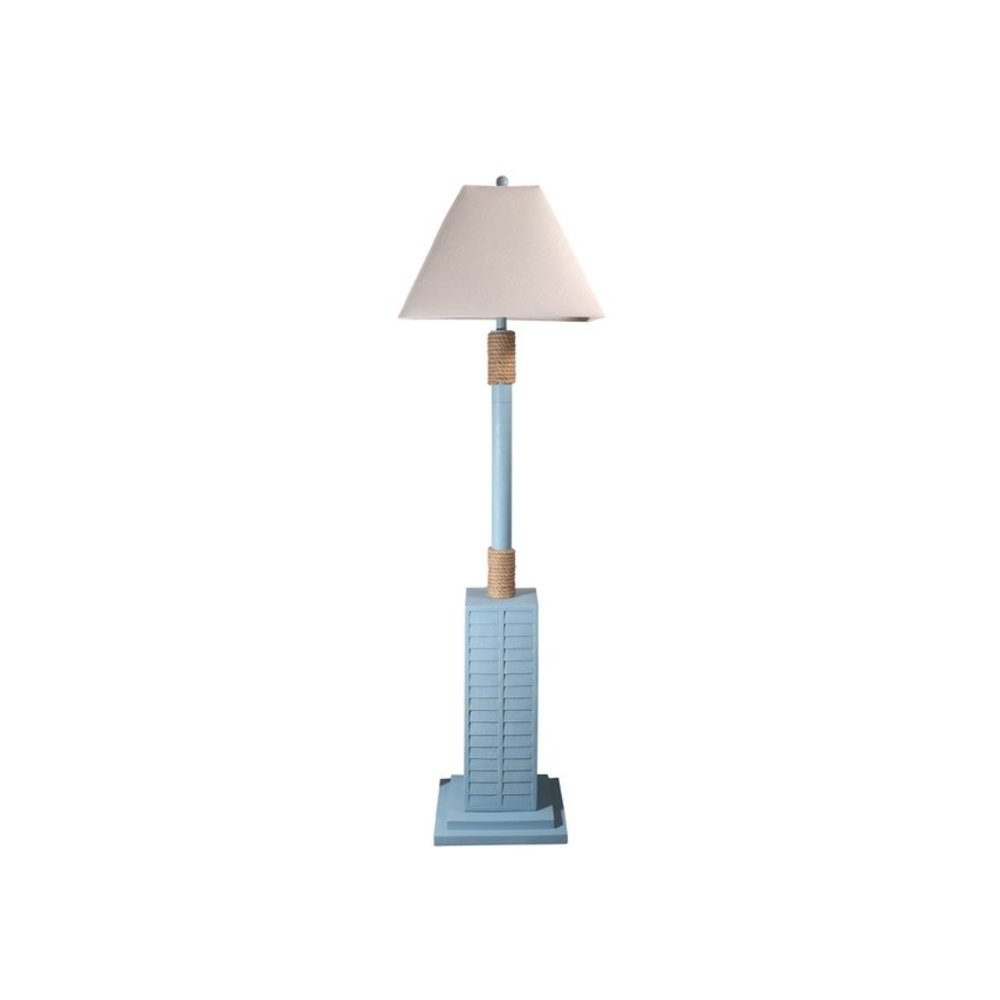Shutter - 63" Polyresin Coastal Floor Lamp - Light Blue Finish. Picture 1