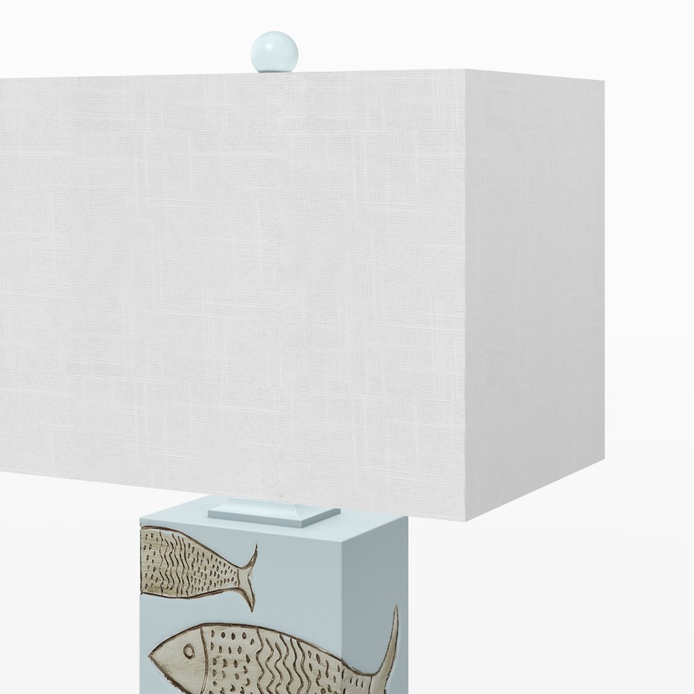 Pompano - 28" Polyresin Coastal Fish Table Lamp - Set of 2 - Blue, White. Picture 2