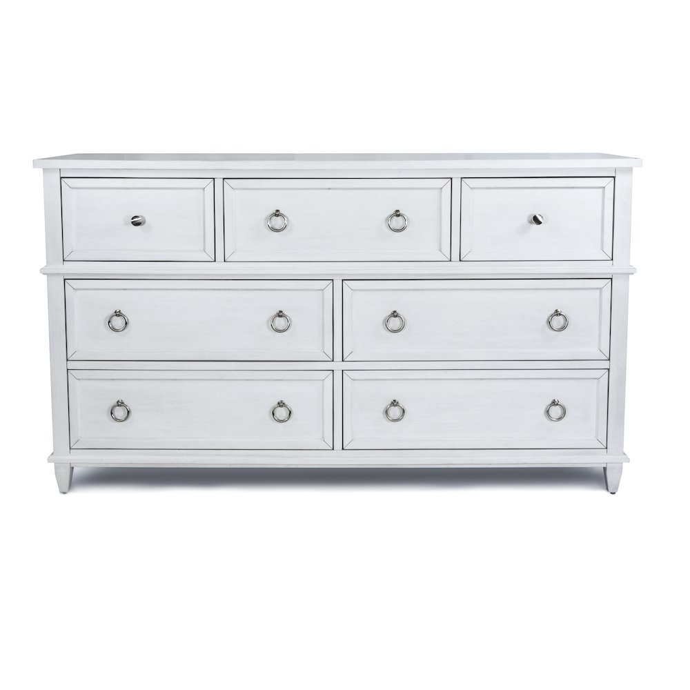 Point Breeze - 7 Drawer Dresser - Fresh White with Soft Grey Glaze Finish. Picture 2