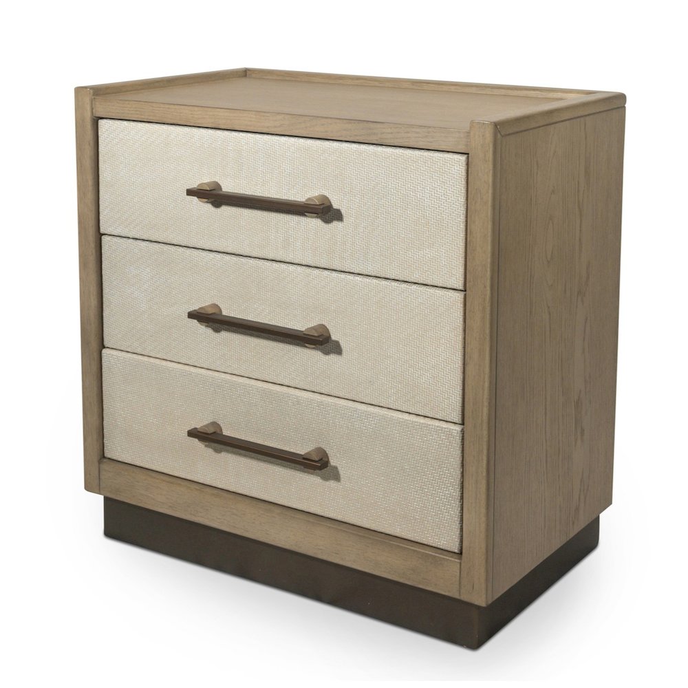 Rio Vista - Woven 3 Drawer Nightstand with Power Strip, USB-A and USB-C Port. Picture 1