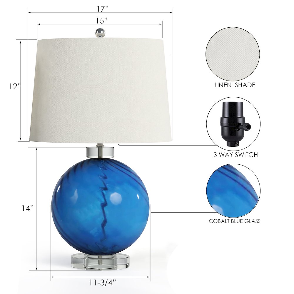 Clarity, 28" Cobalt Blue Glass Table Lamp (1/Box). Picture 3