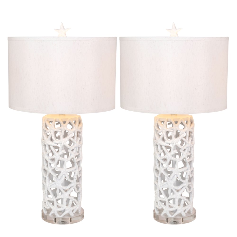 Darla - 30" Poly Star Table Lamp - Set of 2 - White Finish. Picture 1