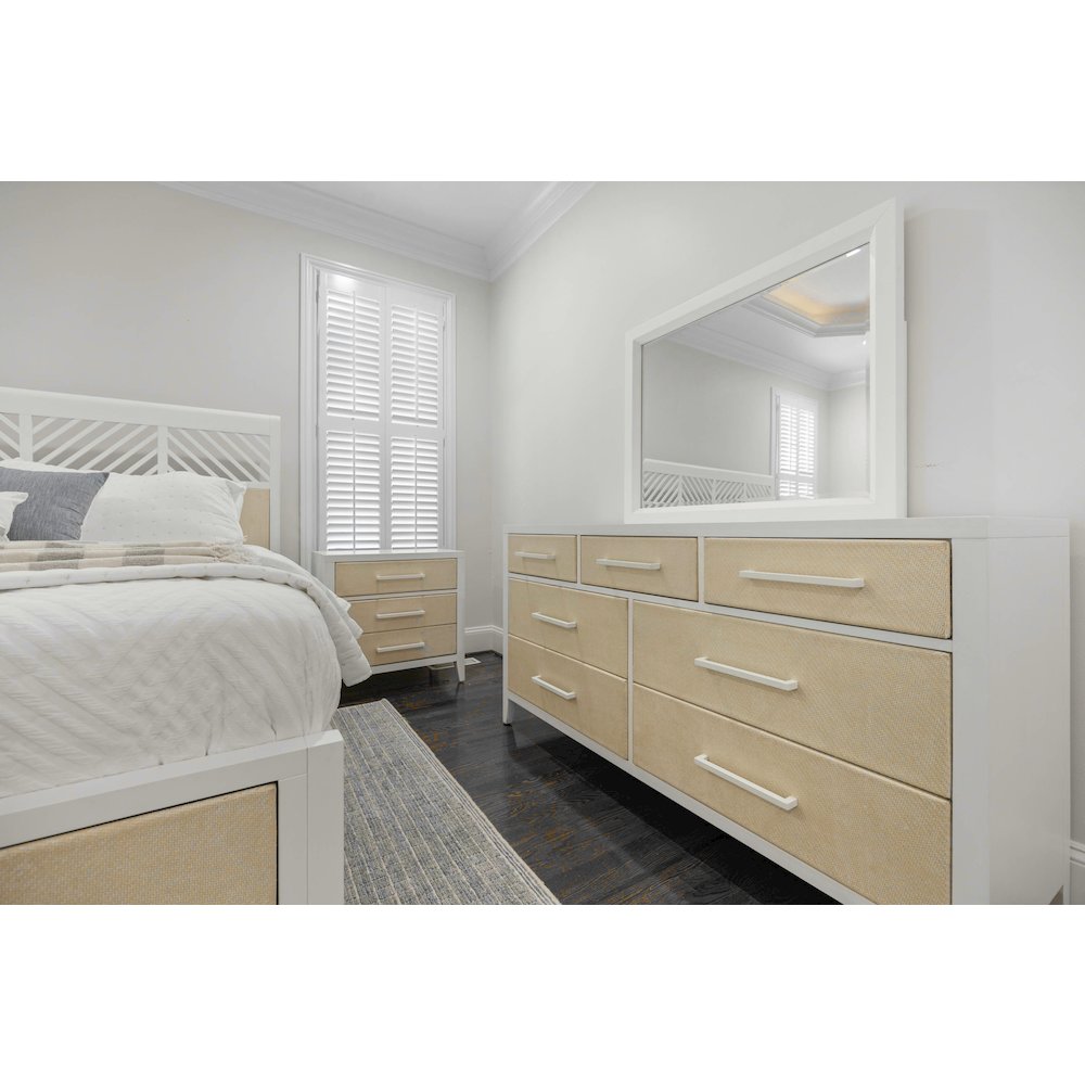 Miramar - 3 Drawer Woven Nightstand with Power Strip, USB-A and USB-C Port. Picture 14
