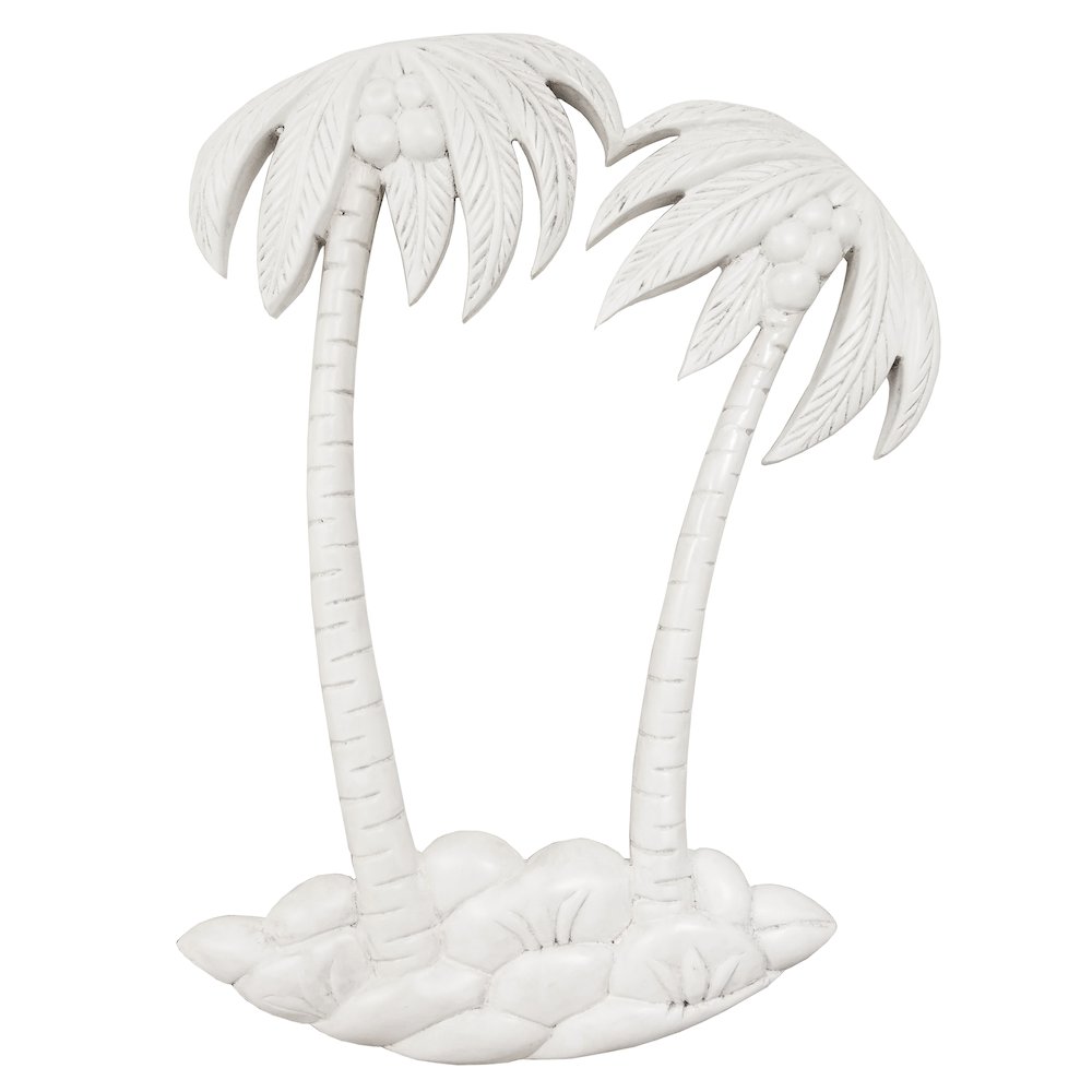 Monaco - Round End Table - Palms Insert - Blanc Finish. Picture 13