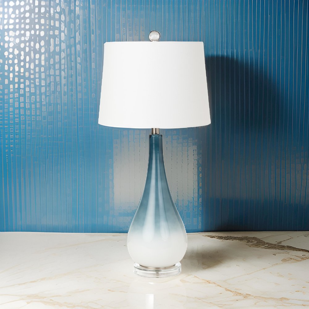Serenity - 30.5" Glass Table Lamp - Set of 2 - Blue, White Finish. Picture 2