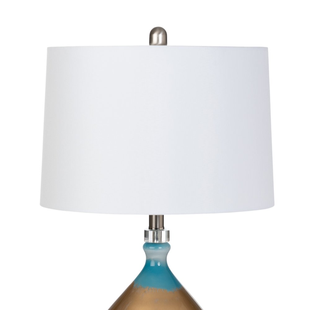 Jasmine 27" Gold/Blue Glass Table Lamp, (Set of 2). Picture 3