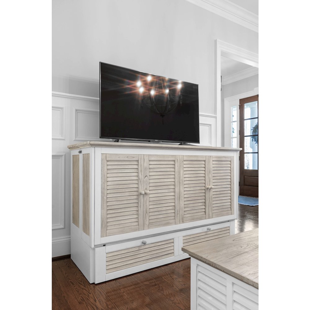 Islamorada - Queen Size Cabinet Bed with Mattress - Dapple Grey and Blanc Finish. Picture 10