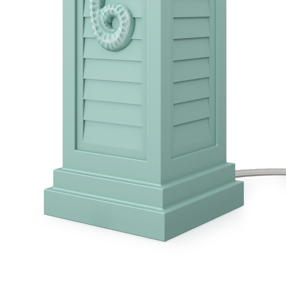 Sea Horse Shutter - 32" Shutter Lamp with USB - Set of 2 - Teal Finish. Picture 3