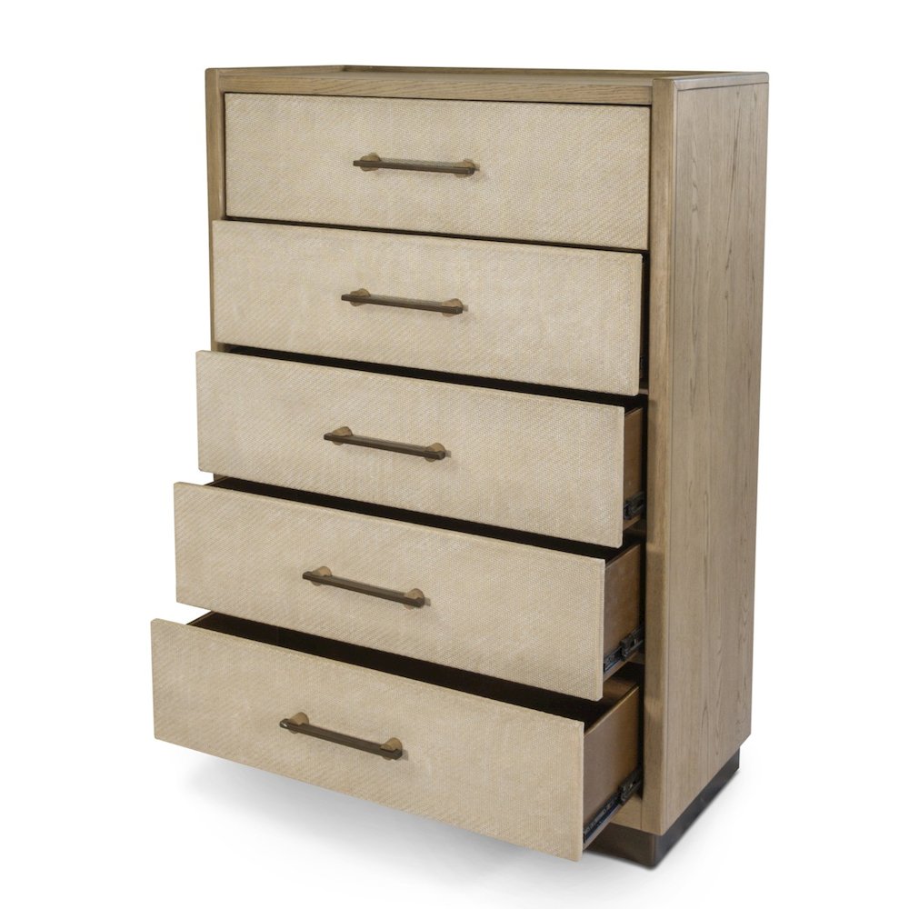 Rio Vista - Woven 5 Drawer Chest - Muted Earth Tones and Clay Finish. Picture 3
