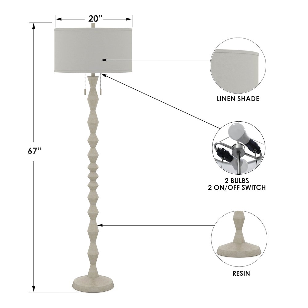 Zenith - 66" Floor Lamp - White Finish. Picture 4