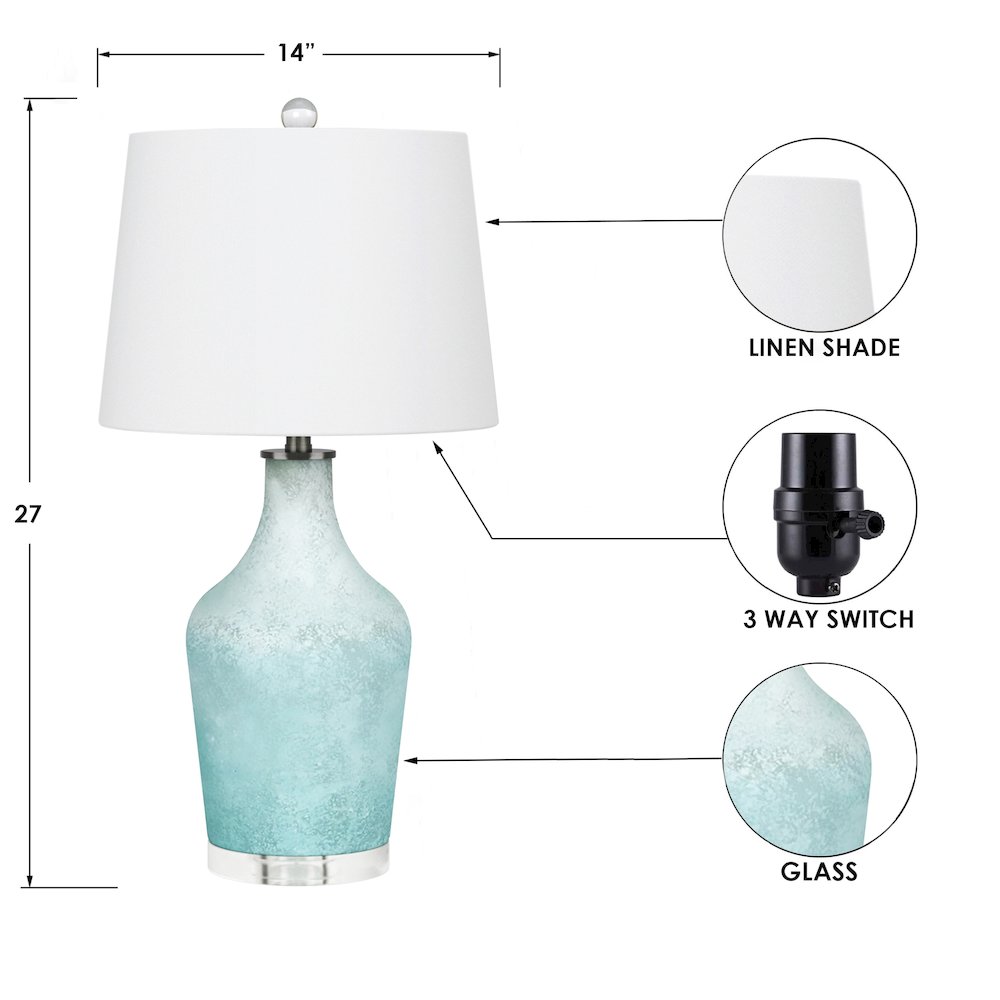 Mist - 25" Glass Table Lamp - Set of 2 - Aqua Finish. Picture 3