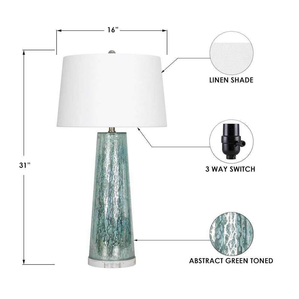 Emerald Rain - 32" Abstract Green Toned Table Lamp - Set of 2 - Green Finish. Picture 4
