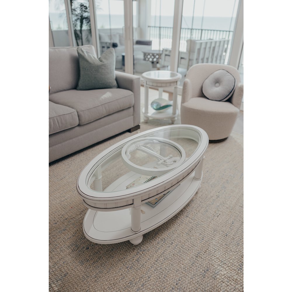 Monaco - Round End Table - Anchor Insert - Blanc Finish. Picture 14