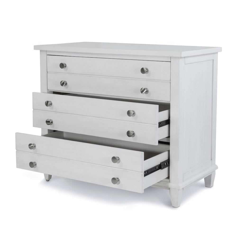 Point Breeze - 3 Drawer Bachelor's Chest - Fresh White with Soft Grey Glaze. Picture 3