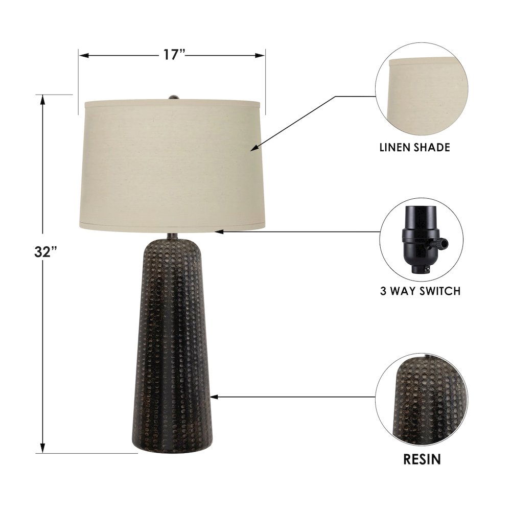 Marissa - 31" Resin Table Lamp - Set of 2 - Brown Finish. Picture 3