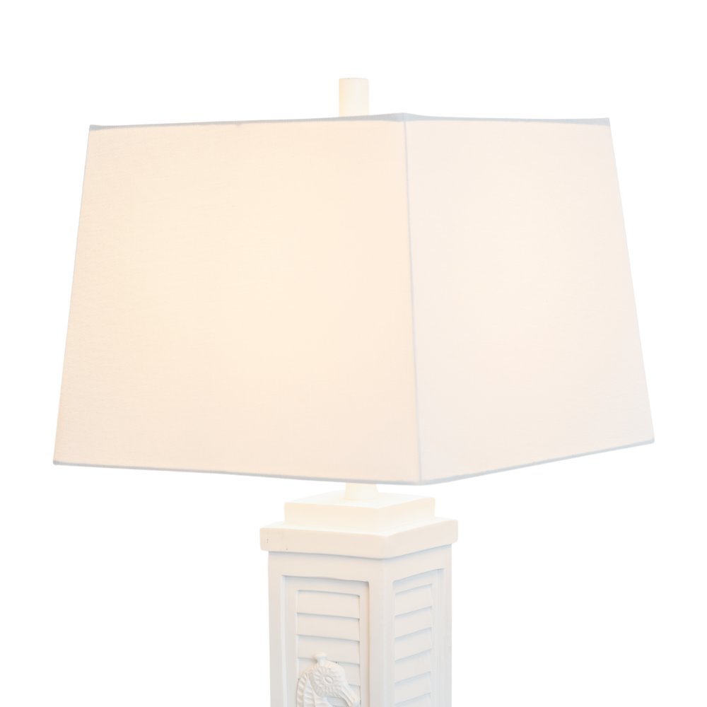Sea Horse Shutter - 32" Shutter Lamp with USB - Set of 2 - White Finish. Picture 4