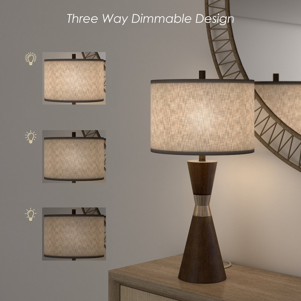 Hourglass, 30.5" Brown Resin & Metal Table Lamps (Set of 2, Contemporary). Picture 4