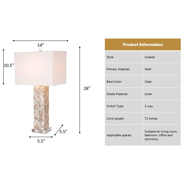 Harper - 29" Nature Mother of Pearl Table Lamp with Crystals - Set of 2. Picture 7