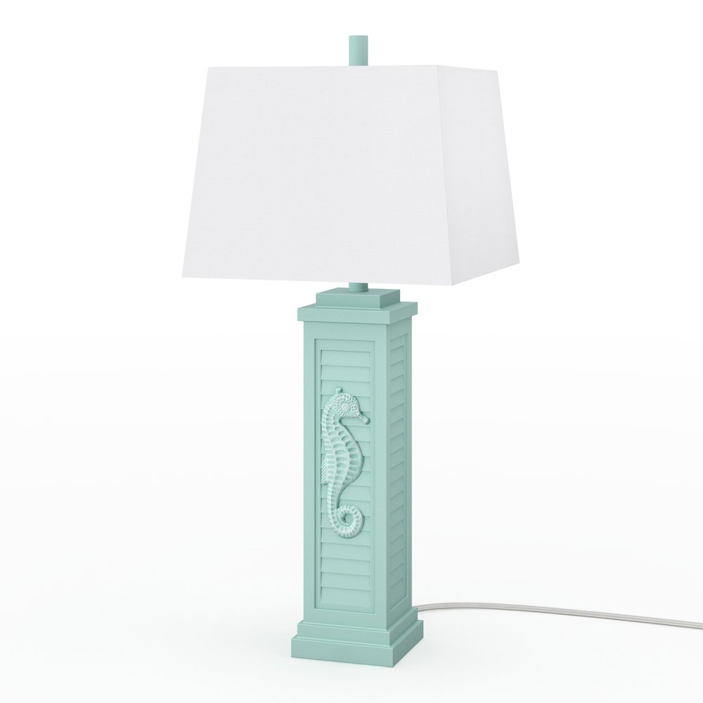 Sea Horse Shutter - 32" Shutter Lamp with USB - Set of 2 - Teal Finish. Picture 7