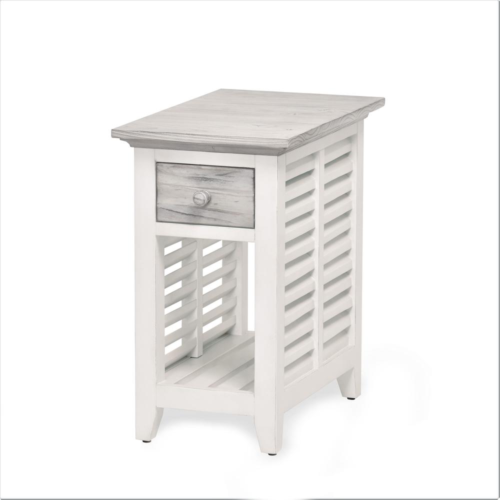 Islamorada - Chairside Table - Dapple Grey, Blanc Finish. Picture 1