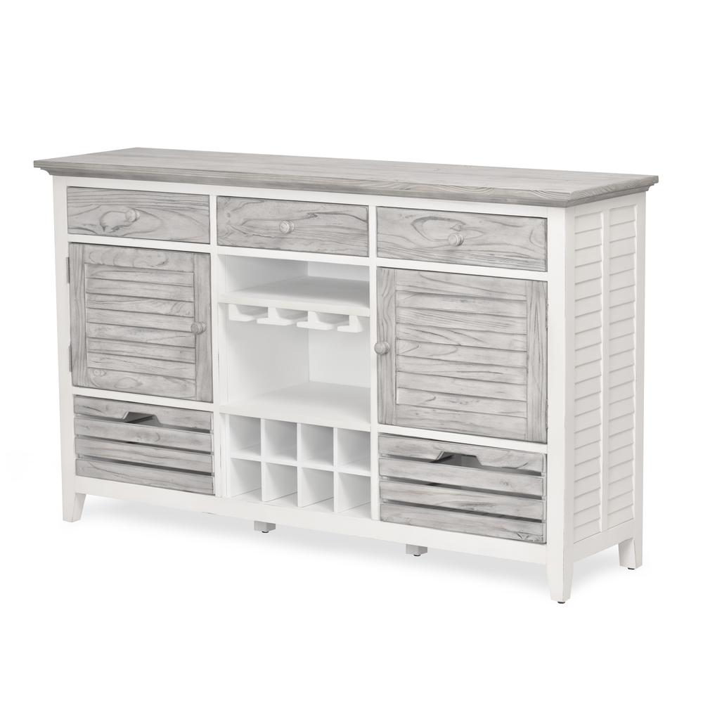 Islamorada - Sideboard with Wine Rack - Dapple Grey and Blanc Finish. Picture 1