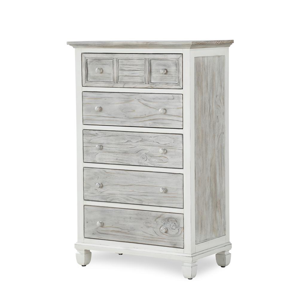 Islamorada - 5 Drawer Chest - Dapple Grey and Blanc Finish. Picture 5