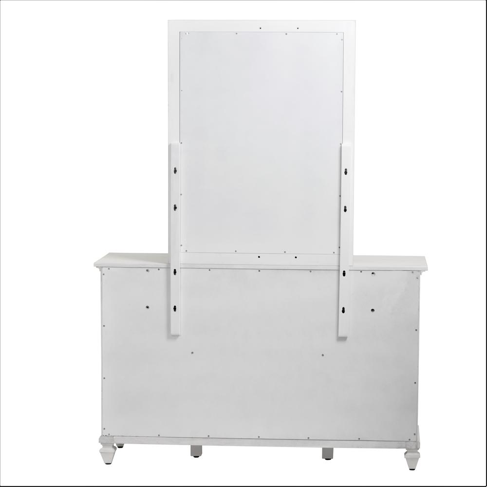 Surfside - Rectangular Dresser Mirror - Weathered White Finish. Picture 4