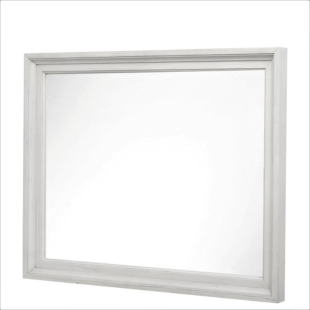 Surfside - Rectangular Dresser Mirror - Weathered White Finish. Picture 5