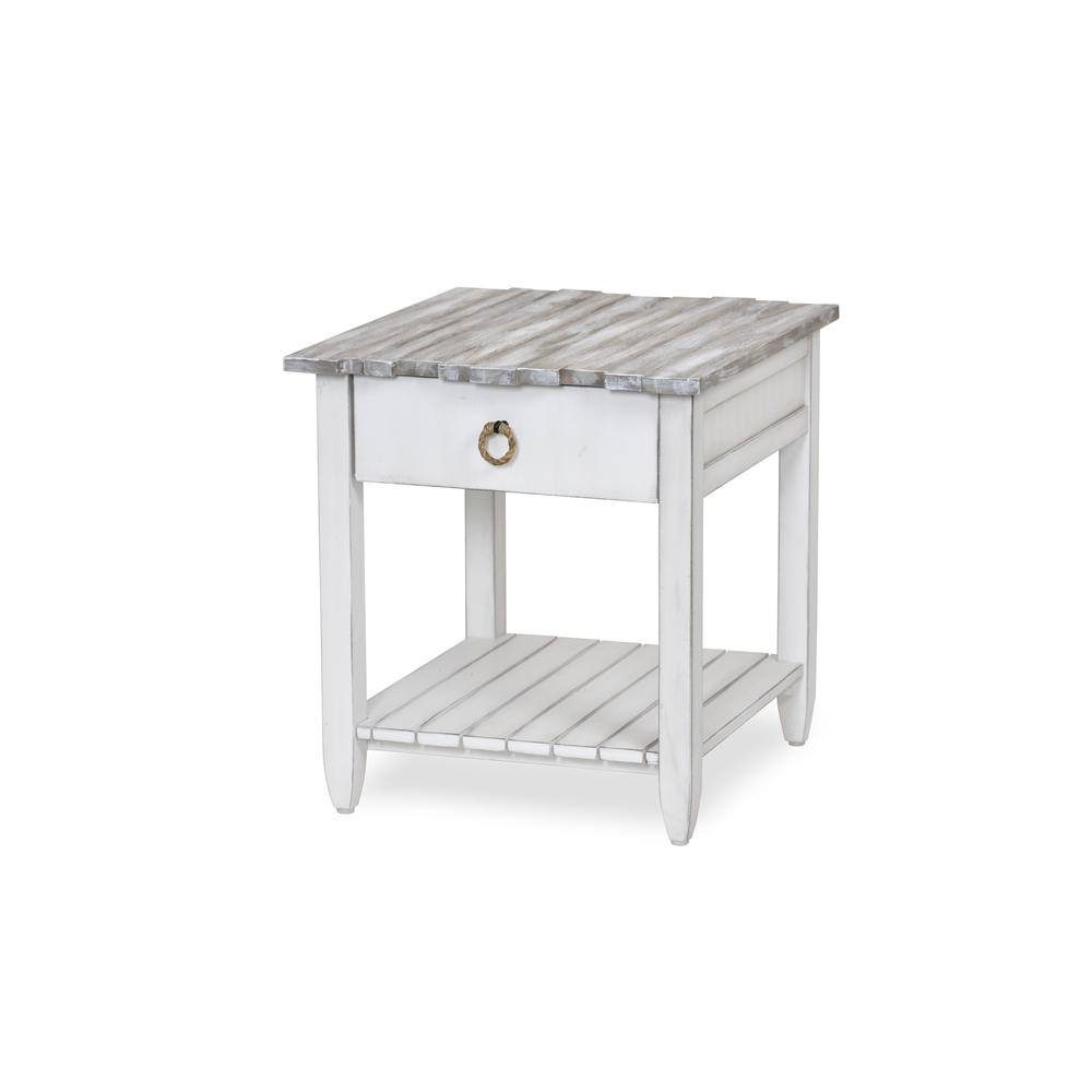 Picket Fence - End Table - Distressed Grey, White Finish. Picture 1