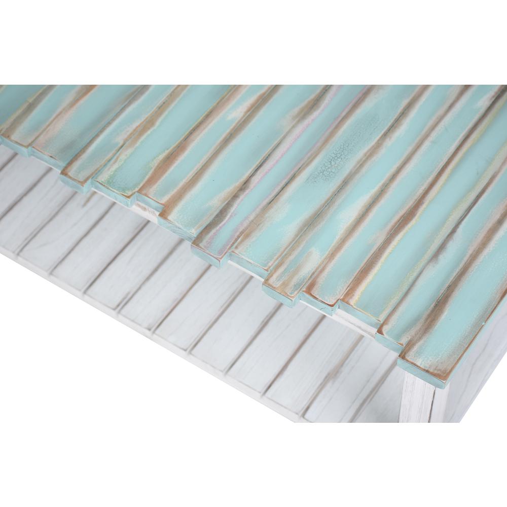 Picket Fence - Coffee Table - Distressed Bleu, White Finish. Picture 2