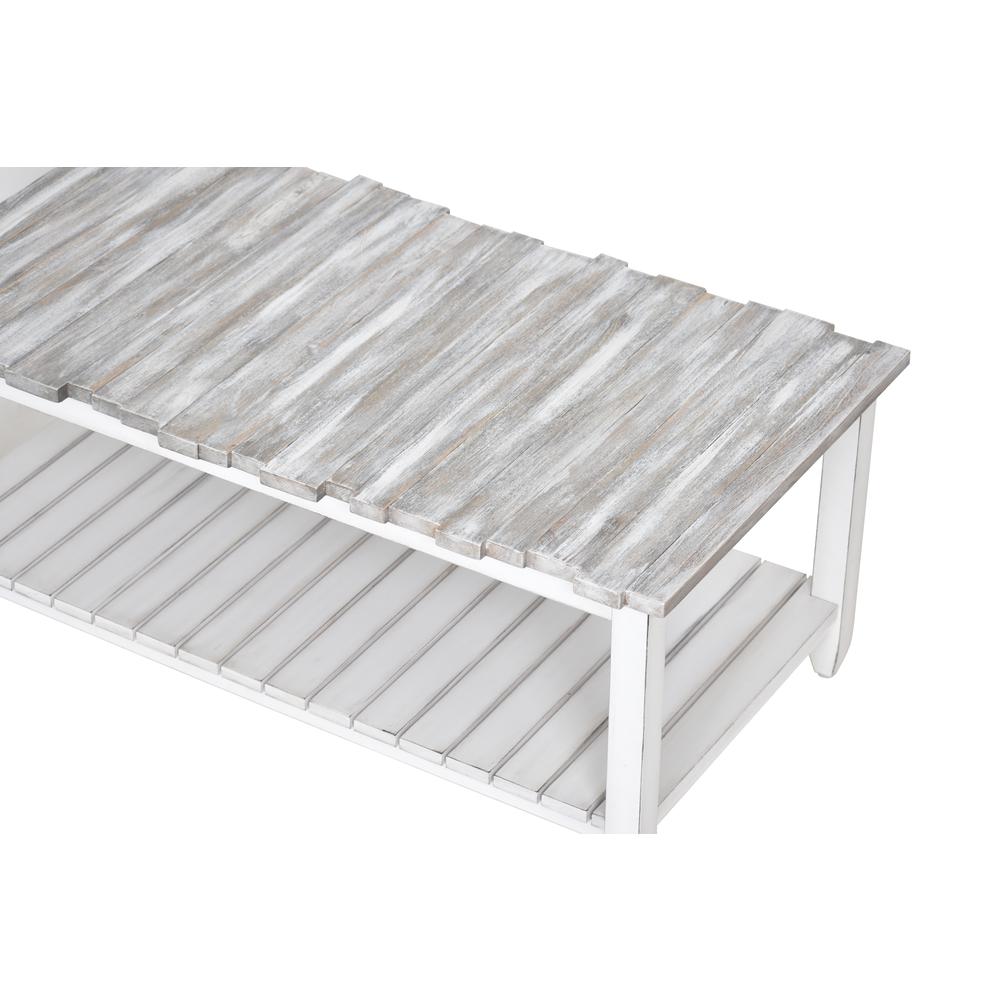 Picket Fence - Coffee Table - Distressed Grey, White Finish. Picture 2