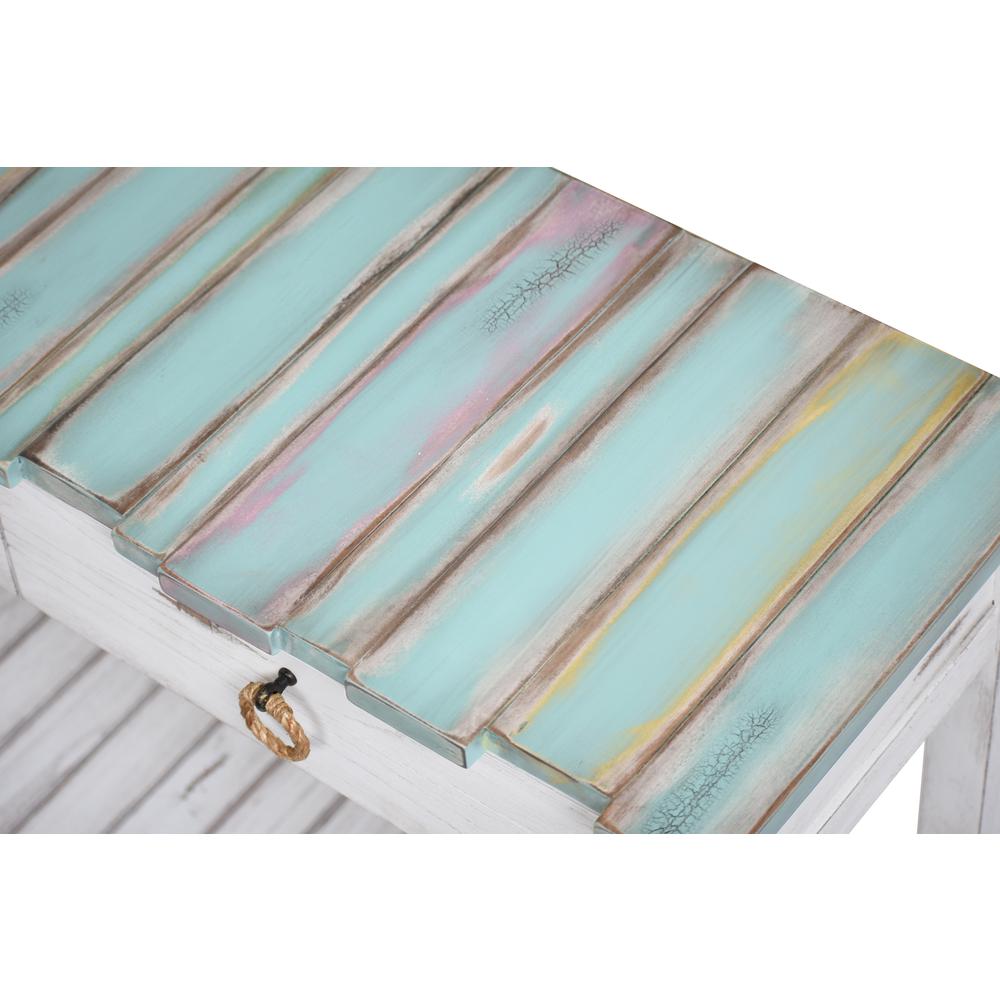 Picket Fence - Console Table - Distressed Bleu, White Finish. Picture 5