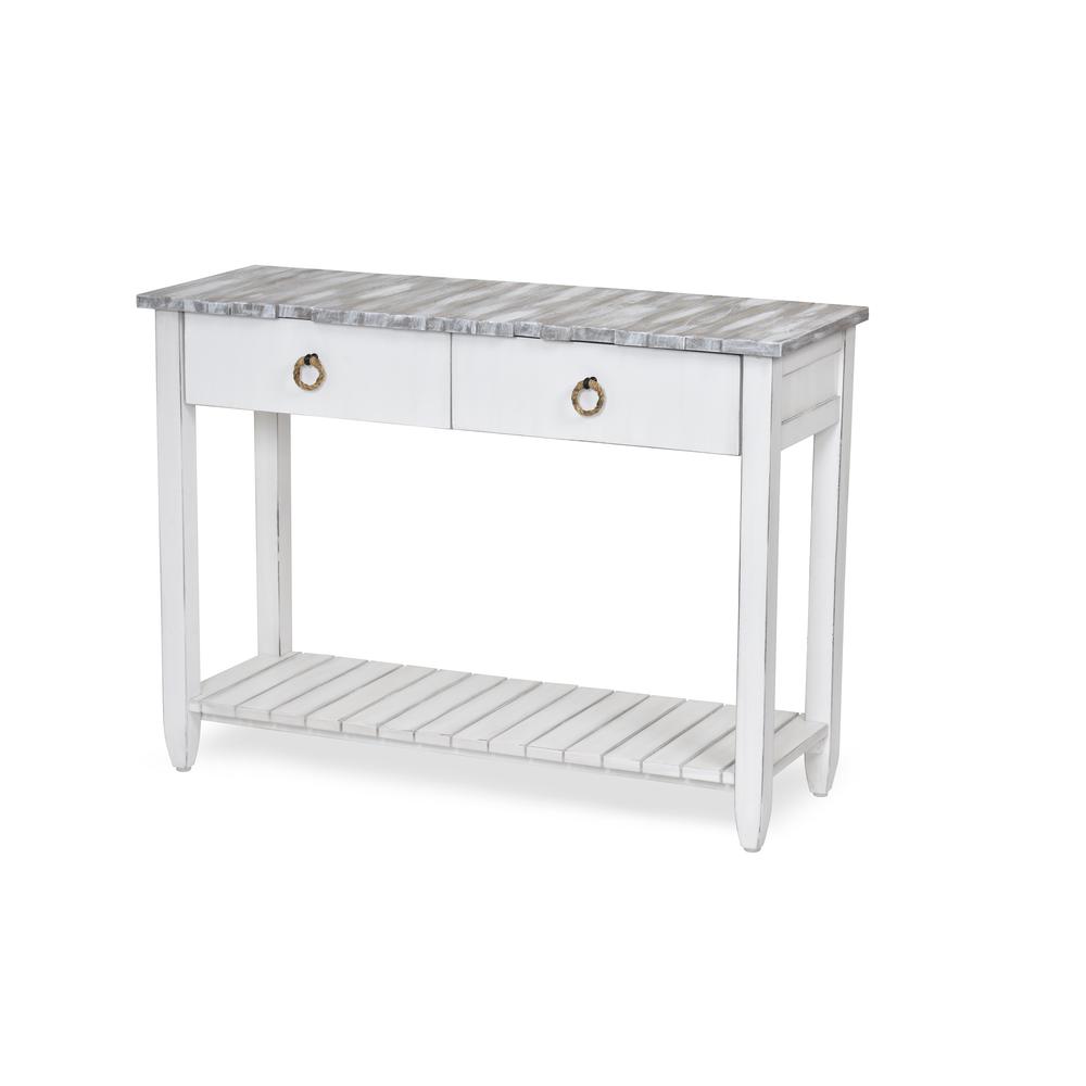Picket Fence - Console Table - Distressed Grey, White Finish. Picture 1