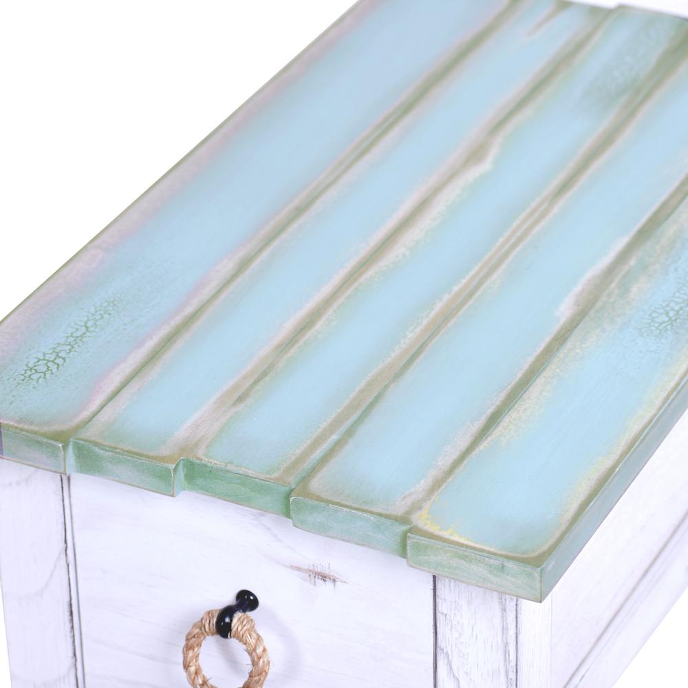 Picket Fence - Chairside Table - Distressed Bleu, White Finish. Picture 3