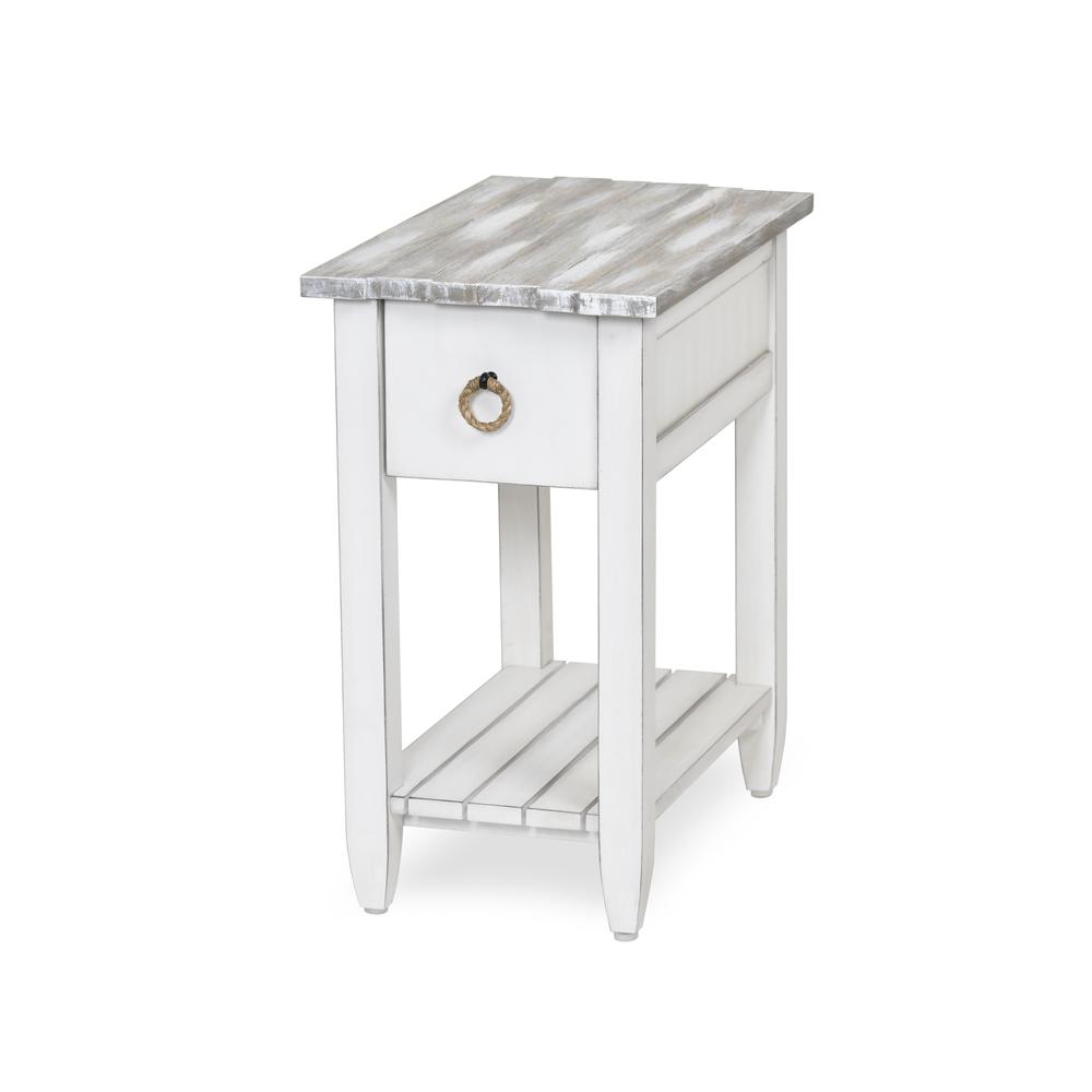 Picket Fence - Chairside Table - Distressed Grey, White Finish. Picture 9