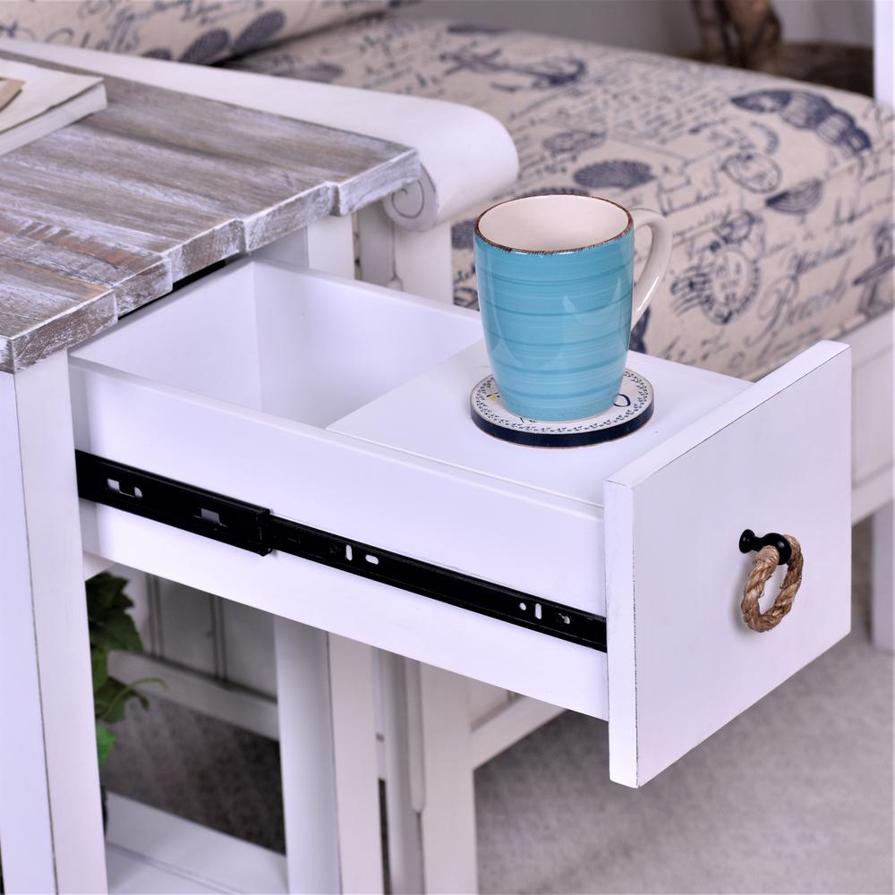 Picket Fence - Chairside Table - Distressed Grey, White Finish. Picture 3