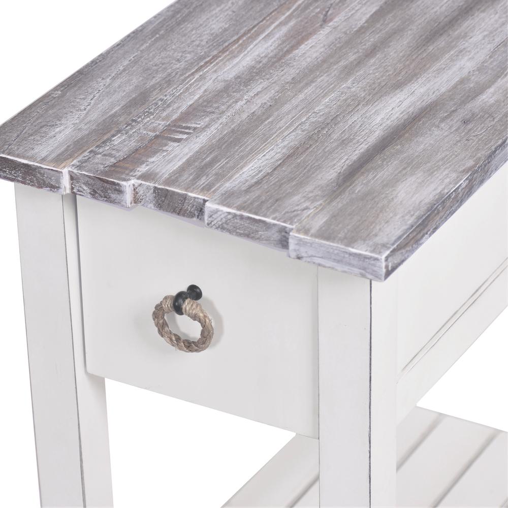 Picket Fence - Chairside Table - Distressed Grey, White Finish. Picture 5