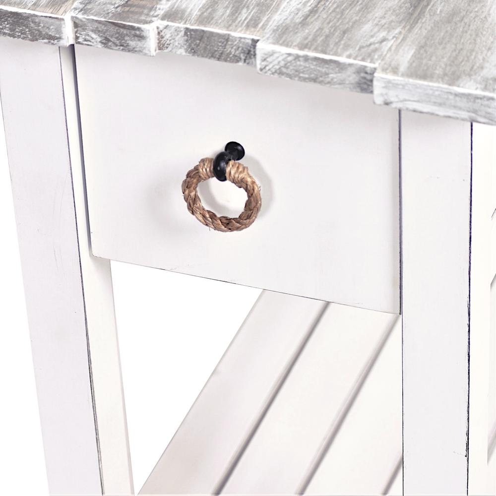 Picket Fence - Chairside Table - Distressed Grey, White Finish. Picture 6