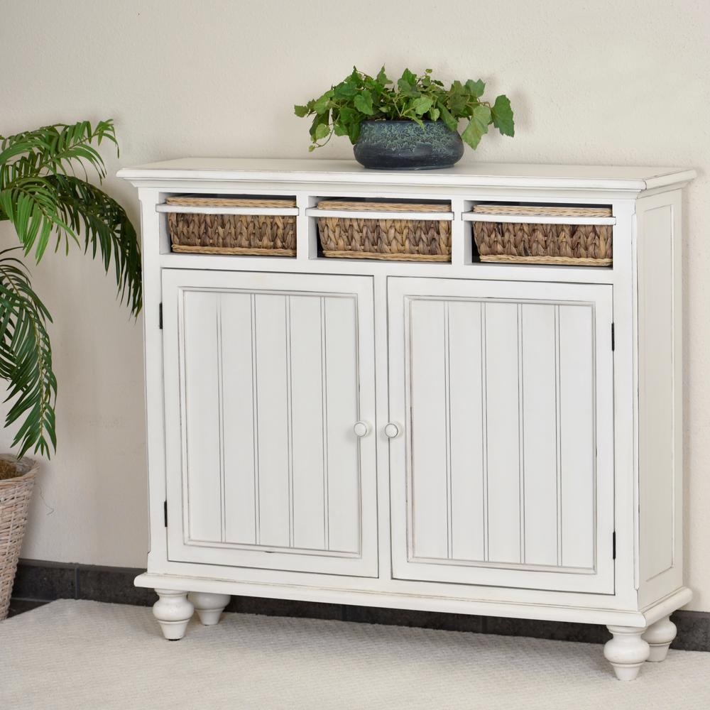 Monaco - Entry Cabinet with Baskets - Blanc Finish. Picture 1