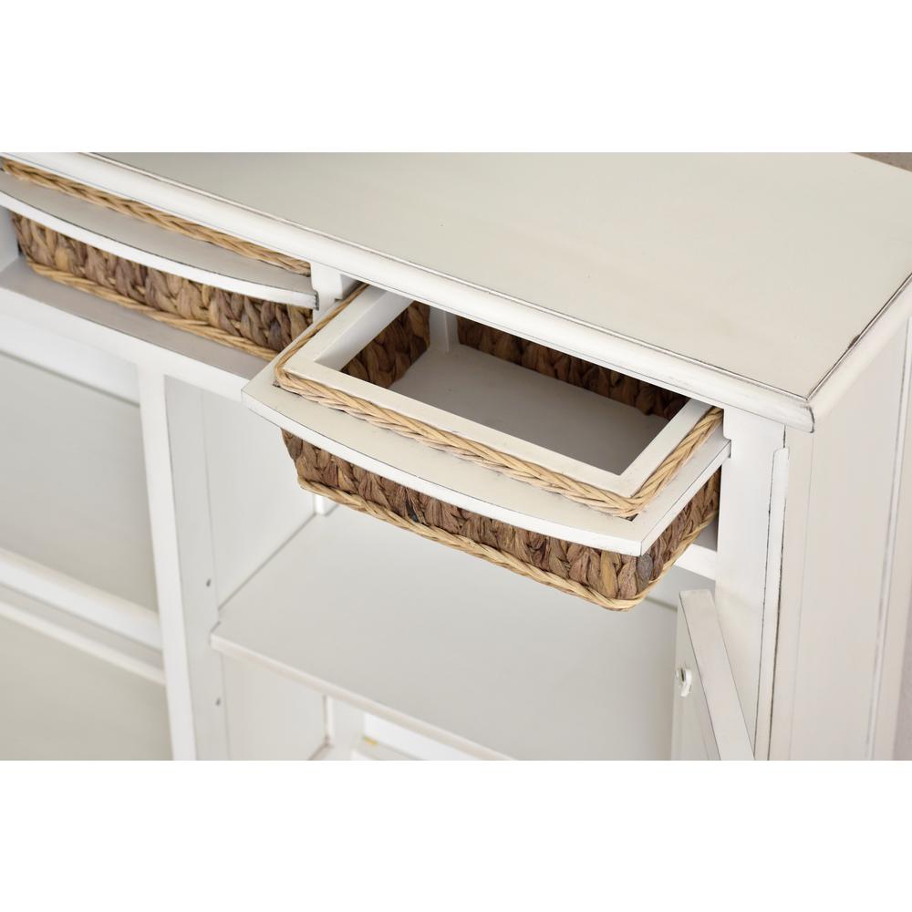 Monaco - Entry Cabinet with Baskets - Blanc Finish. Picture 3
