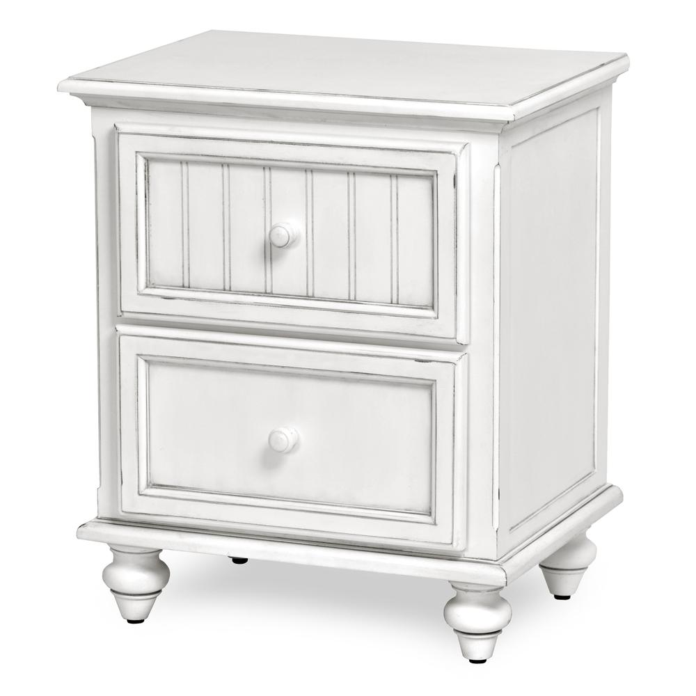 Monaco - 2 Drawer Nightstand with Power Strip and USB-A Port - Blanc Finish. Picture 1