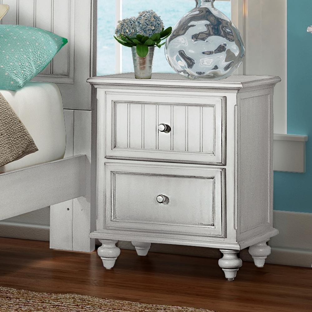 Monaco - 2 Drawer Nightstand with Power Strip and USB-A Port - Blanc Finish. Picture 5