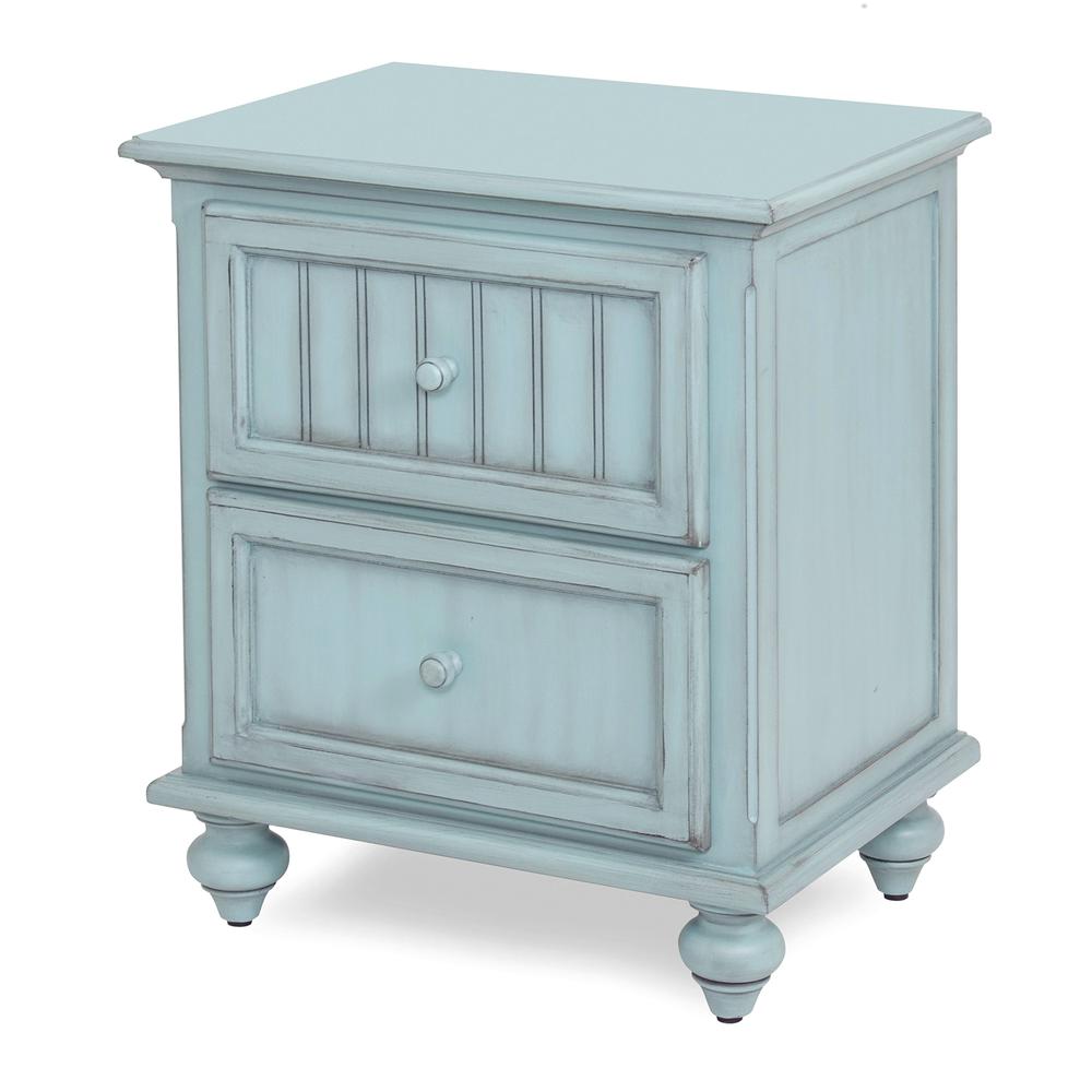 Monaco - 2 Drawer Nightstand with Power Strip and USB-A Port - Bleu Finish. Picture 1