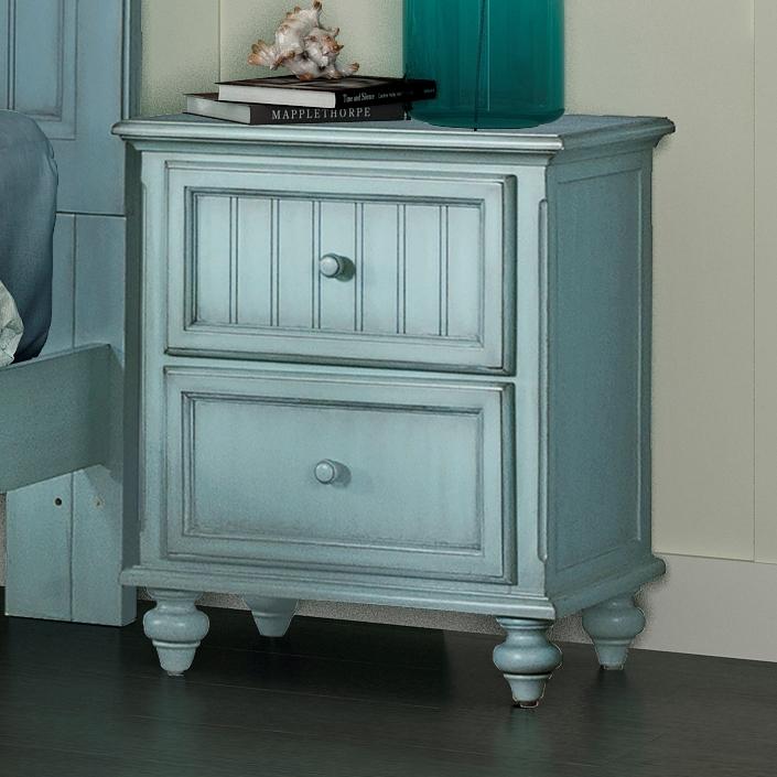 Monaco - 2 Drawer Nightstand with Power Strip and USB-A Port - Bleu Finish. Picture 2