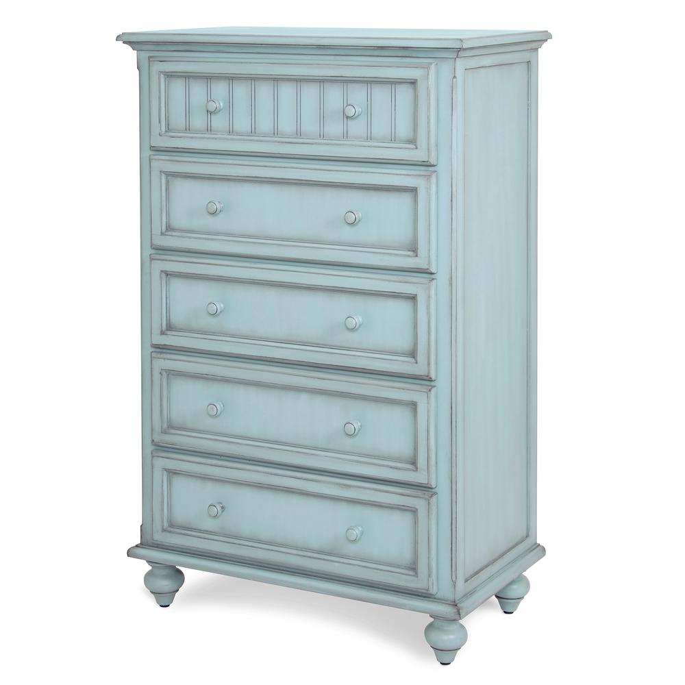 Monaco - 5 Drawer Chest - Bleu Finish. Picture 1